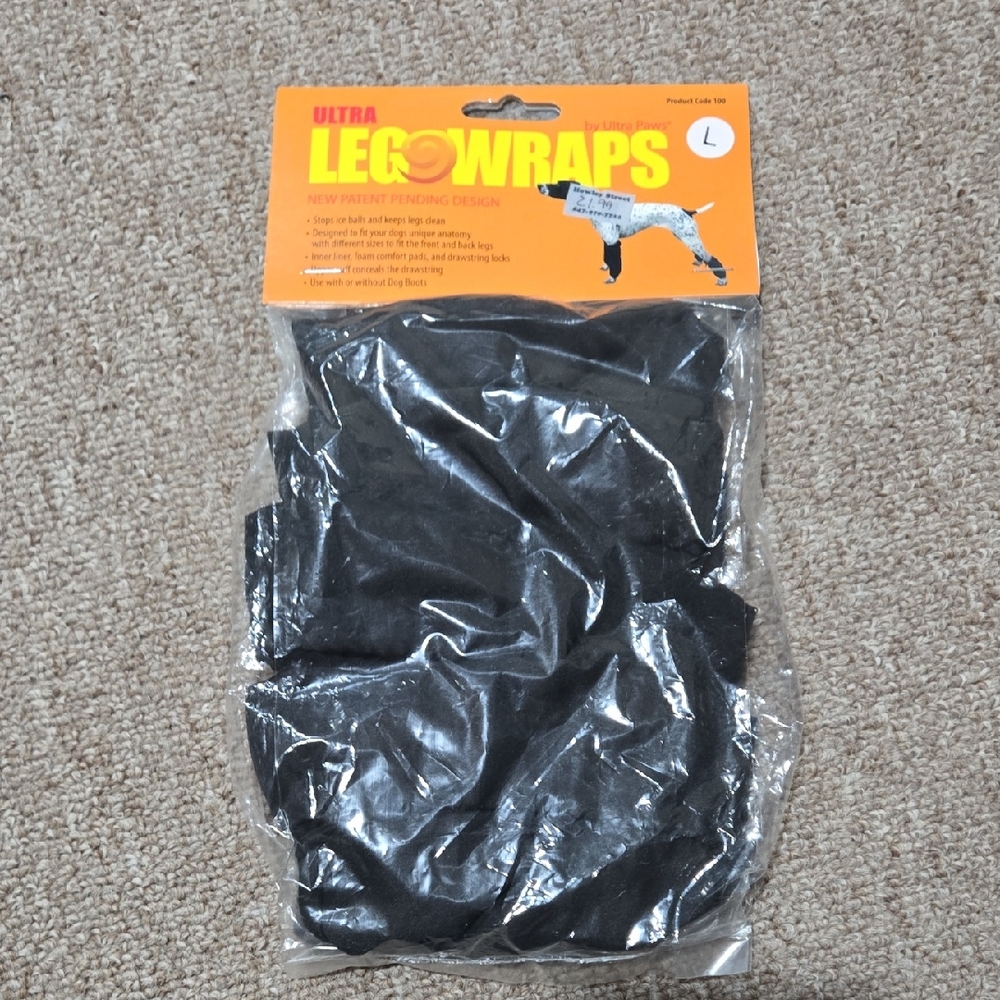 Large Dog Winter Snow Protection Ultra Leg Wraps in Black
